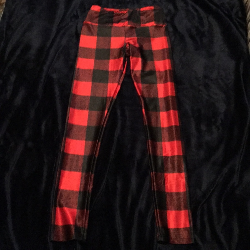 Goldsheep Red Plaid leggings size M!